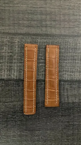 BREITLING Brown  Padded Crocodile  Watch Strap For UTC Clock - $700 APR VALUE w/ CoA! ✓