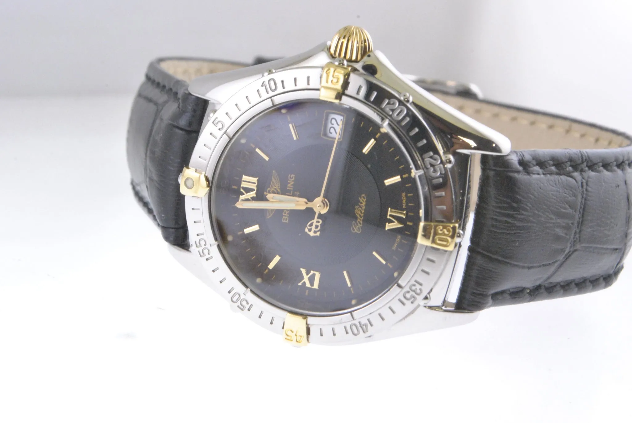 BREITLING Callisto Two-tone 18K YG / SS Wristwatch w/ Date Feature - $6K VALUE