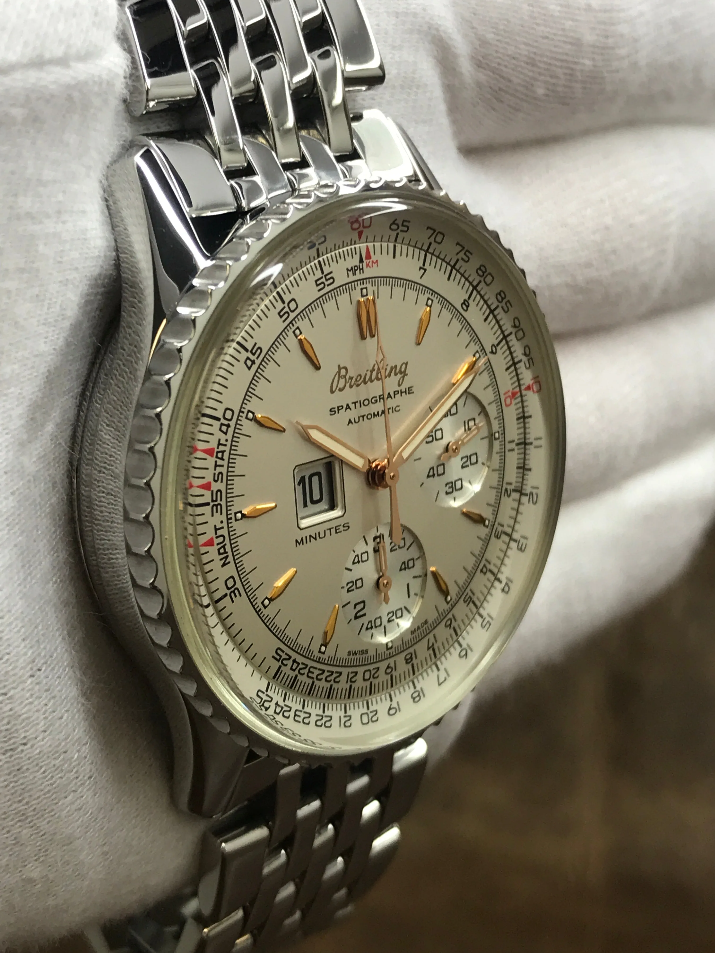 Breitling Montbrillant Spatiographe A36030.1 Silver-white Dial Automatic Men's Watch