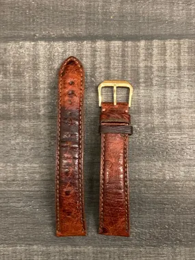 Brown Ostrich Leather Padded Watch Strap - $350 APR VALUE w/ CoA! ✓