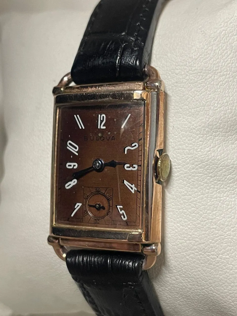 Bulova Vintage 1940s Rose Gold Tank Watch - Copper Dial, Rare - $10K APR w/ COA!