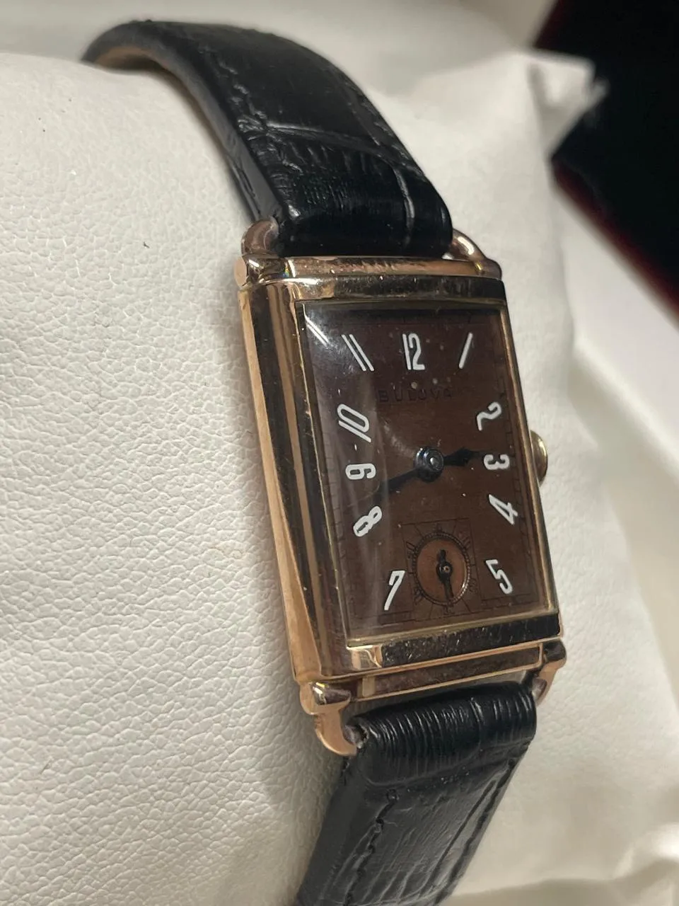 Bulova Vintage 1940s Rose Gold Tank Watch - Copper Dial, Rare - $10K APR w/ COA!