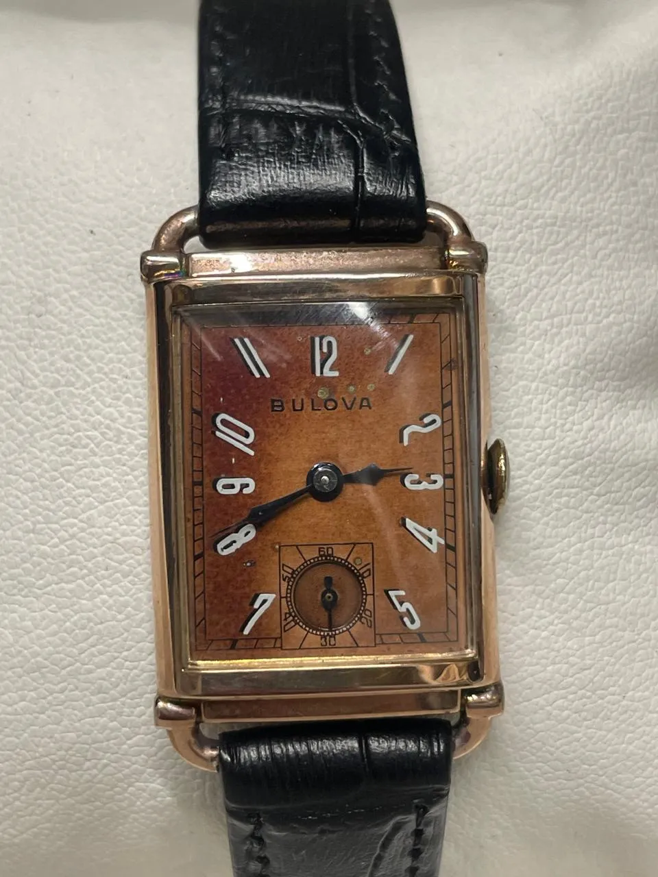 Bulova Vintage 1940s Rose Gold Tank Watch - Copper Dial, Rare - $10K APR w/ COA!