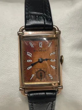 Bulova Vintage 1940s Rose Gold Tank Watch - Copper Dial, Rare - $10K APR w/ COA!