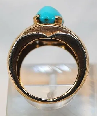 BVLGARI 1970s Vintage 4 Carat Turquoise & Diamond Ring in 18K Gold - $15K VALUE