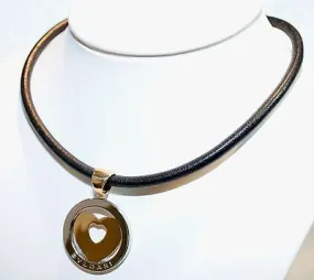 BVLGARI Genuine 18K Yellow Gold & Steel Heart Pendant with Original Cord - $3K VALUE
