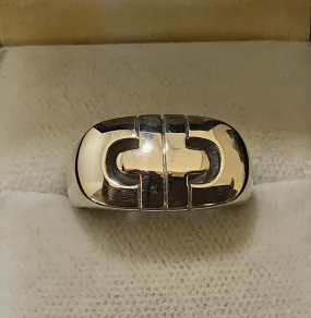 BVLGARI Vintage Design 18K White Gold Parentesi Ring - $6K Appraisal Value w/CoA}