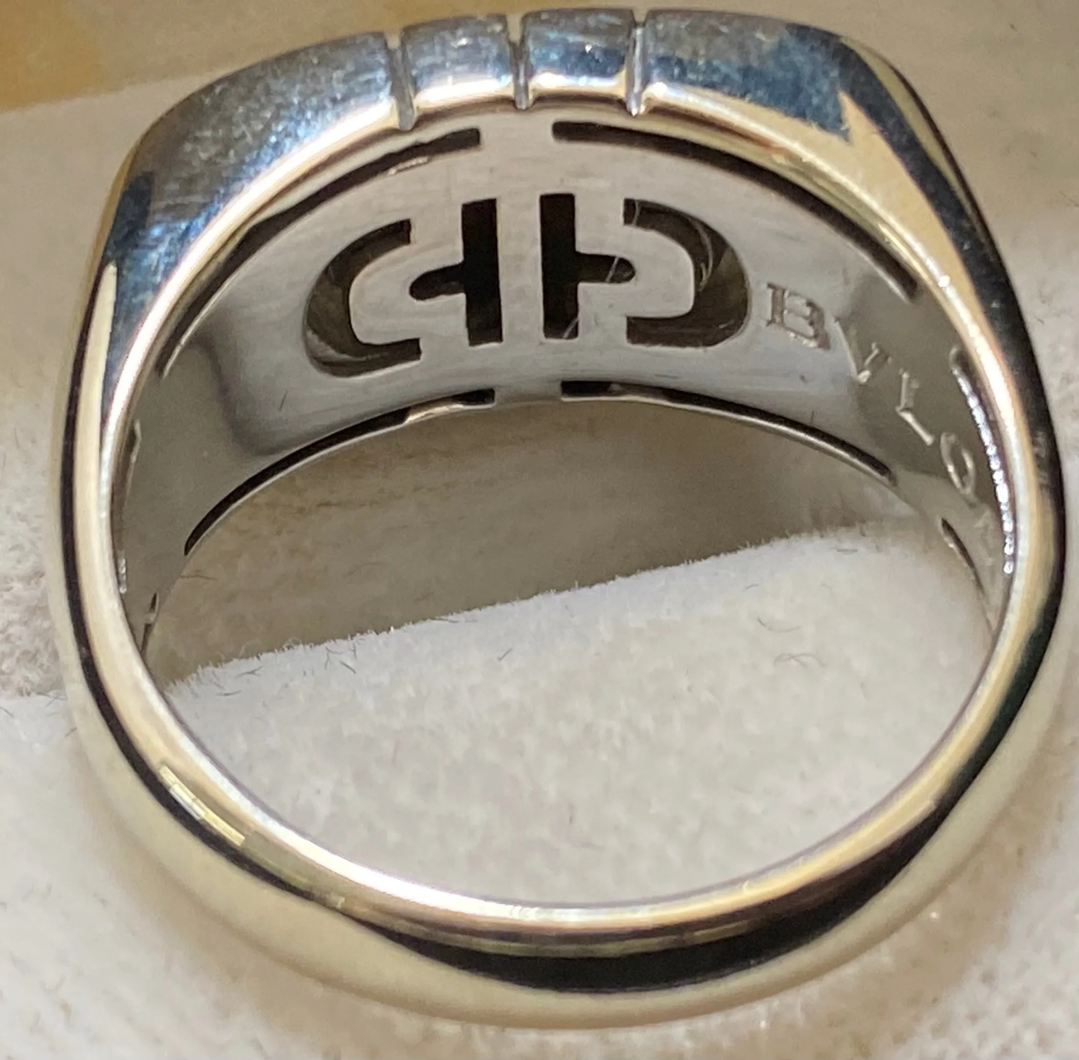 BVLGARI Vintage Design 18K White Gold Parentesi Ring - $6K Appraisal Value w/CoA}