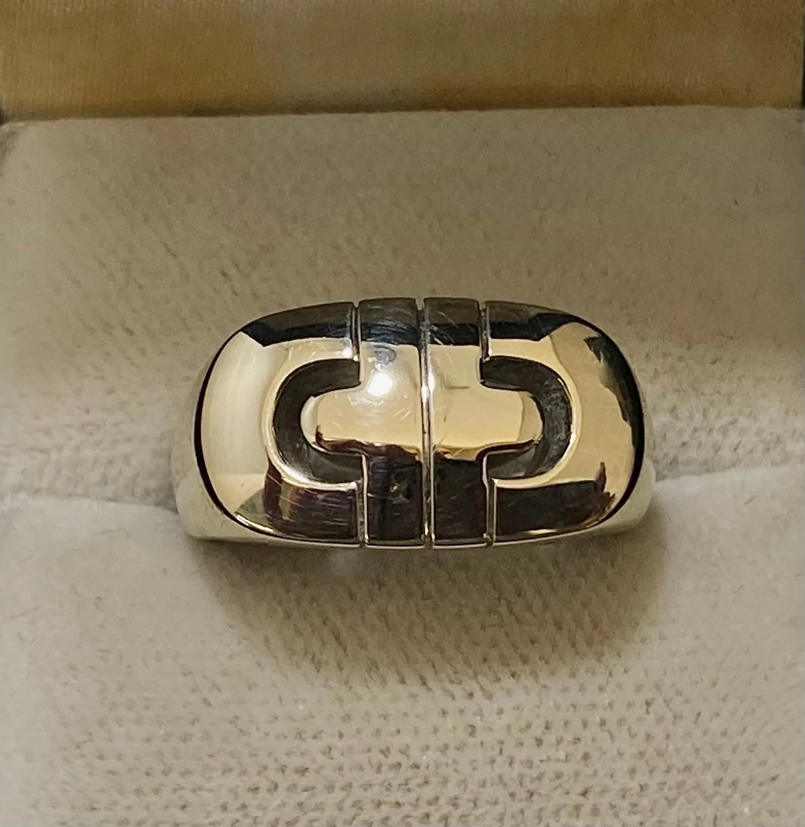 BVLGARI Vintage Design 18K White Gold Parentesi Ring - $6K Appraisal Value w/CoA}