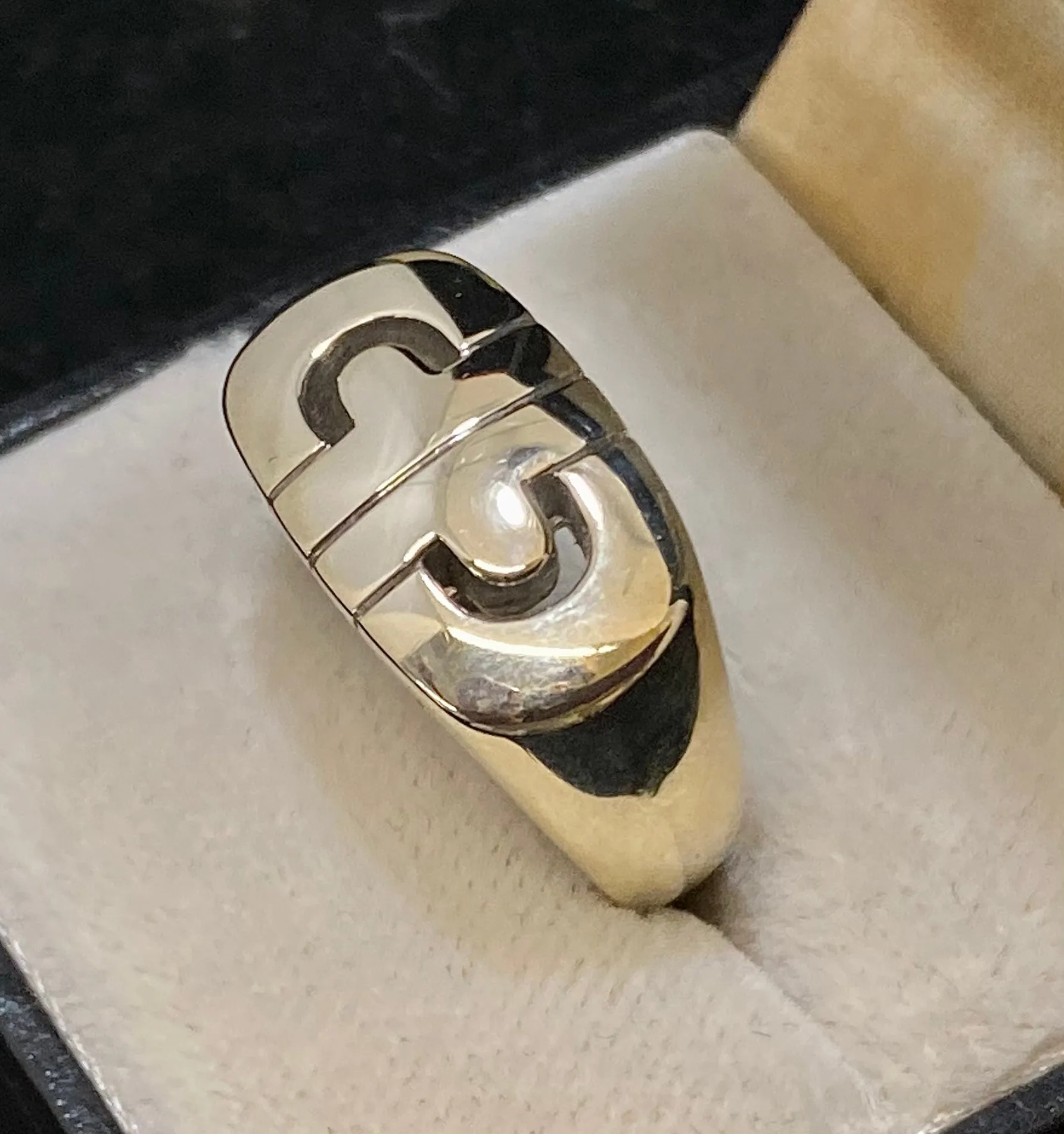 BVLGARI Vintage Design 18K White Gold Parentesi Ring - $6K Appraisal Value w/CoA}