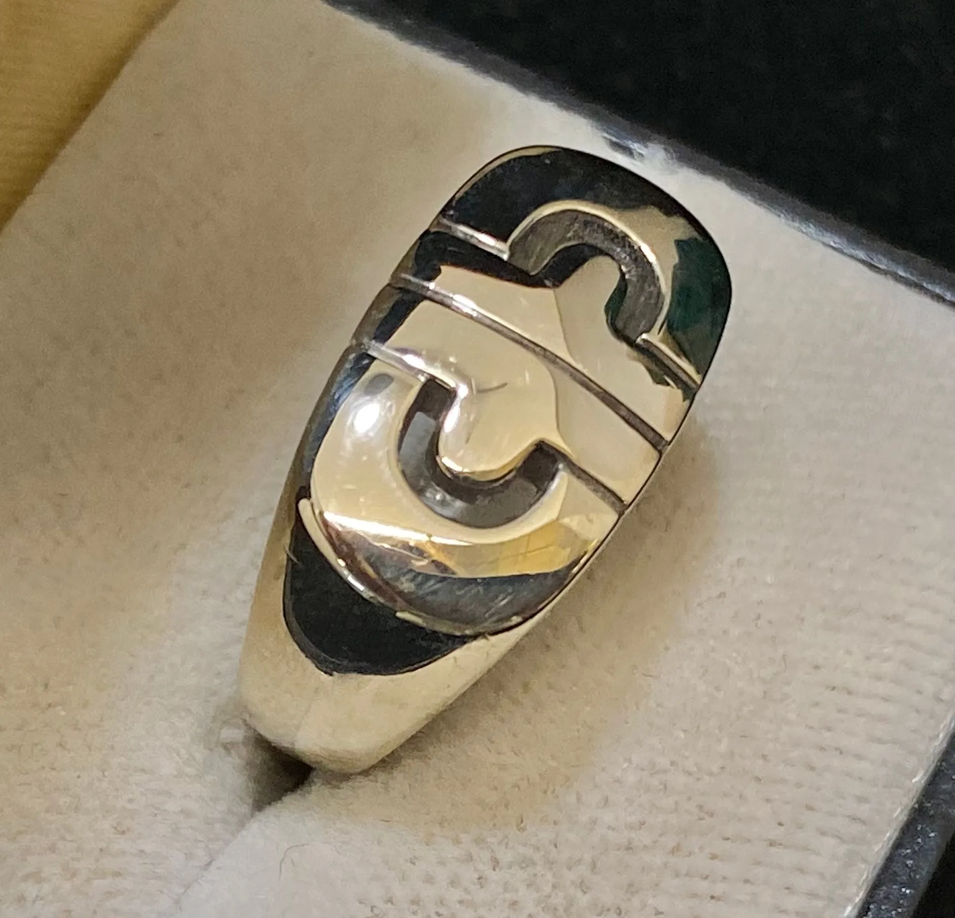BVLGARI Vintage Design 18K White Gold Parentesi Ring - $6K Appraisal Value w/CoA}