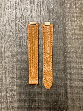 CARTIER 21 Tan Lizard Watch Strap for Deployment Buckle- $900 APR VALUE w/ CoA! ✓