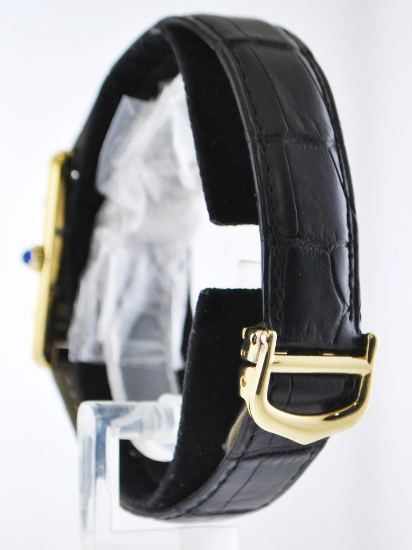 CARTIER Beautiful Vintage #2413 Rectangle Quartz Wristwatch in Gold Plated Sterling Silver - $6K VALUE!