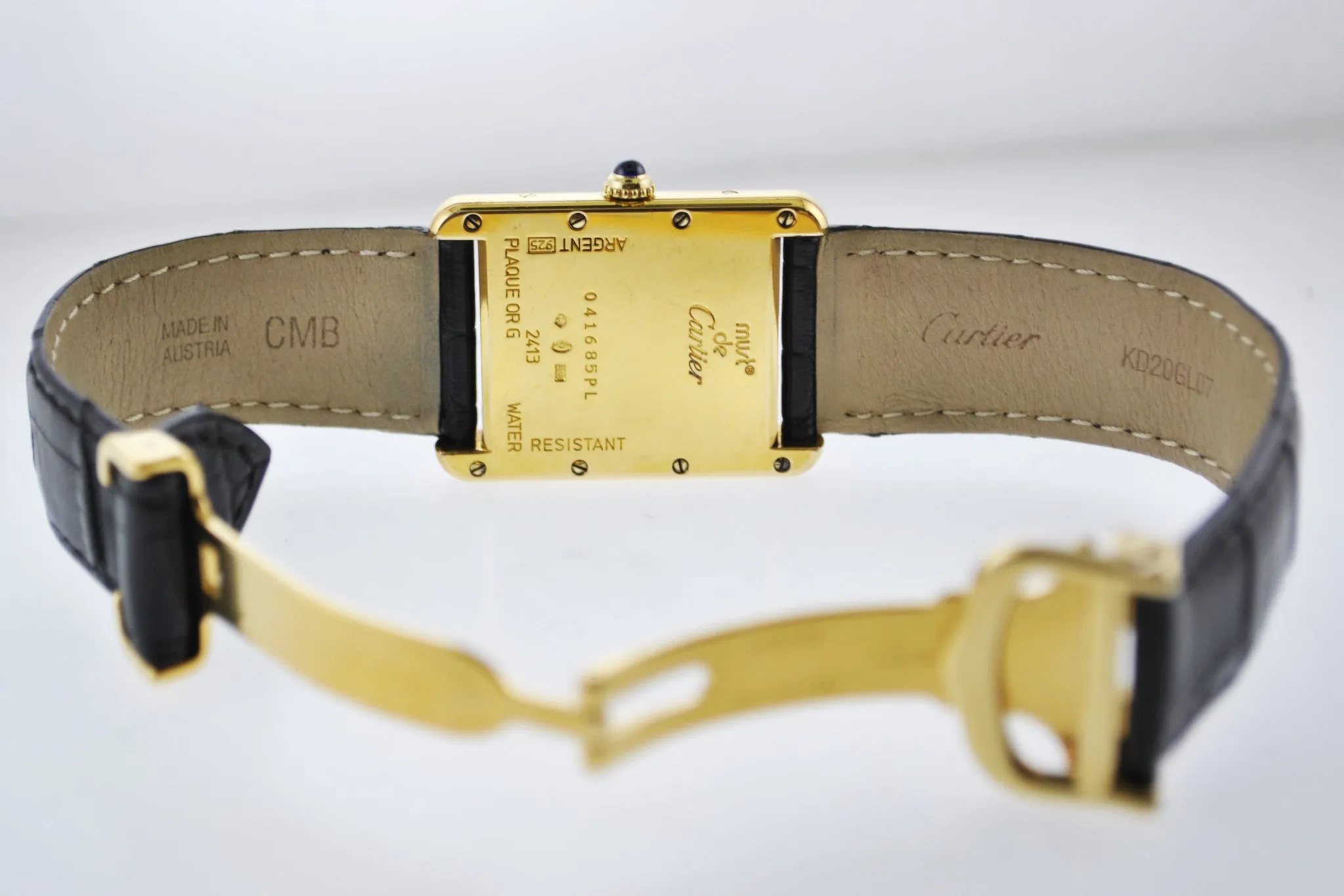 CARTIER Beautiful Vintage #2413 Rectangle Quartz Wristwatch in Gold Plated Sterling Silver - $6K VALUE!