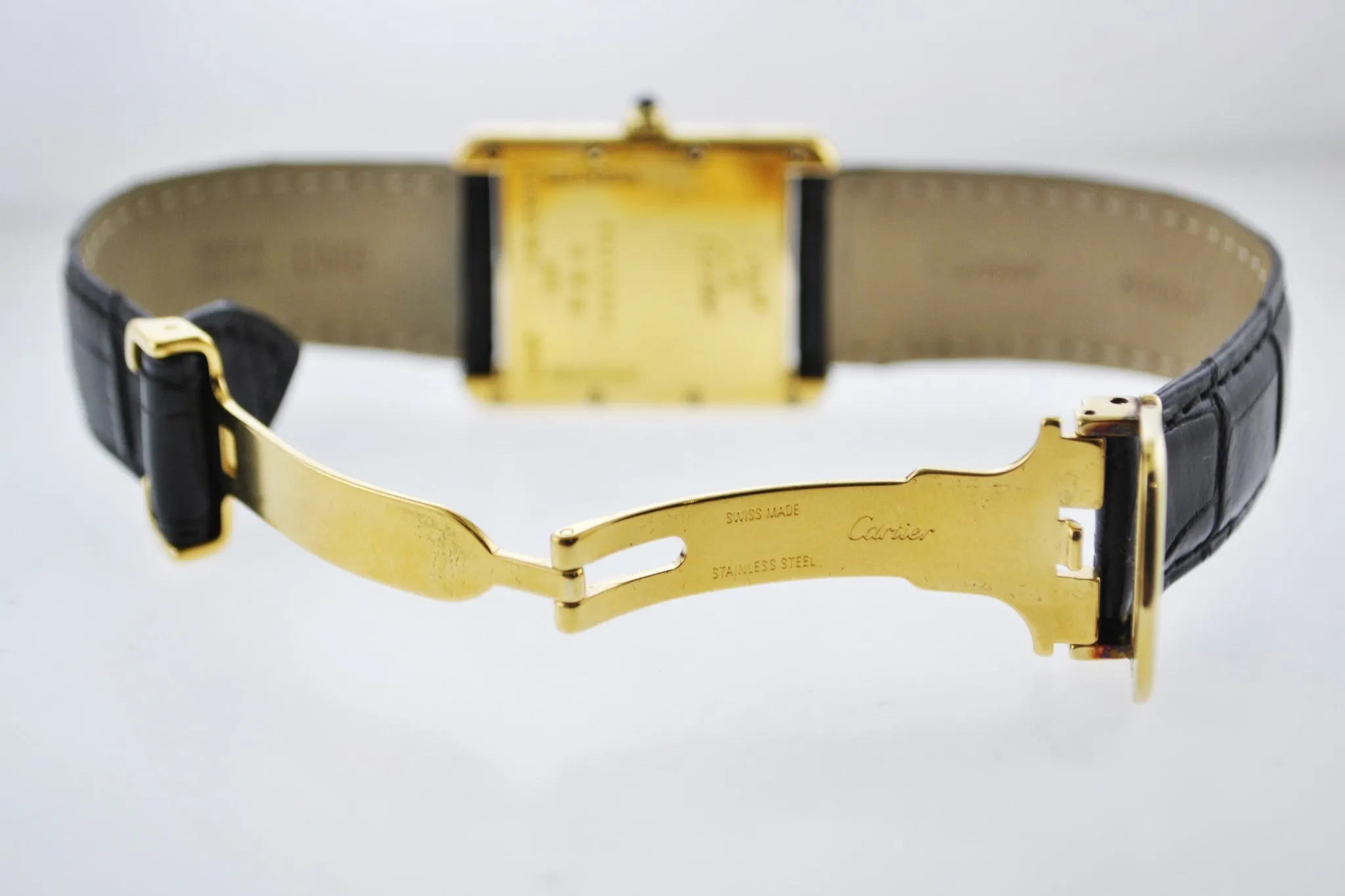CARTIER Beautiful Vintage #2413 Rectangle Quartz Wristwatch in Gold Plated Sterling Silver - $6K VALUE!