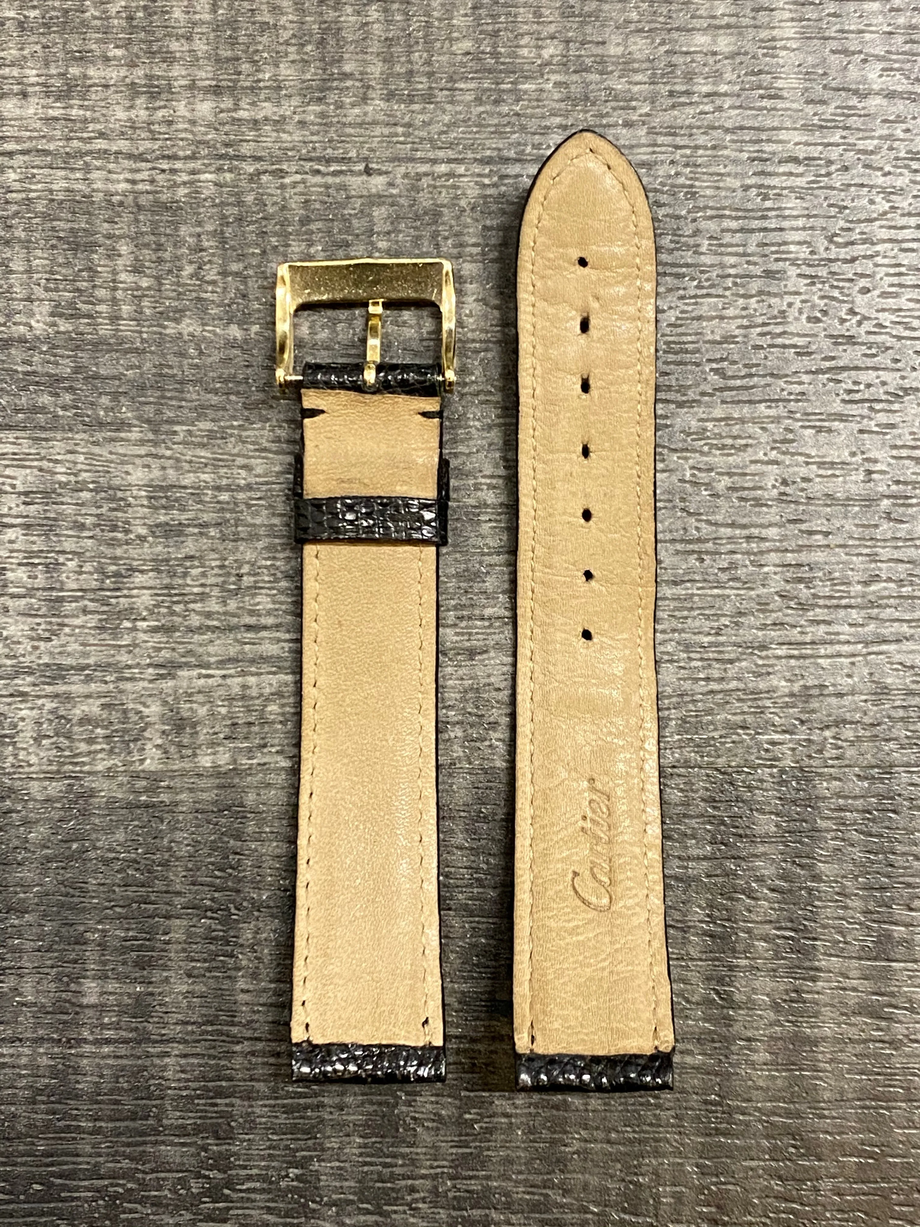 CARTIER Black Padded Lizard Leather Watch Strap  - $600 APR VALUE w/ CoA! ✓
