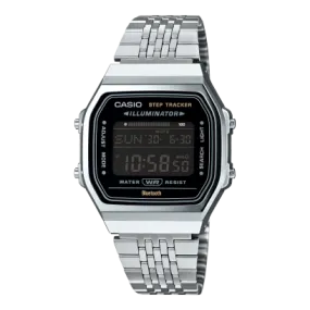 Casio Vintage Men's Bluetooth Watch Digital Dial with Silver Stainless Steel Band, ABL-100WE-1BDF