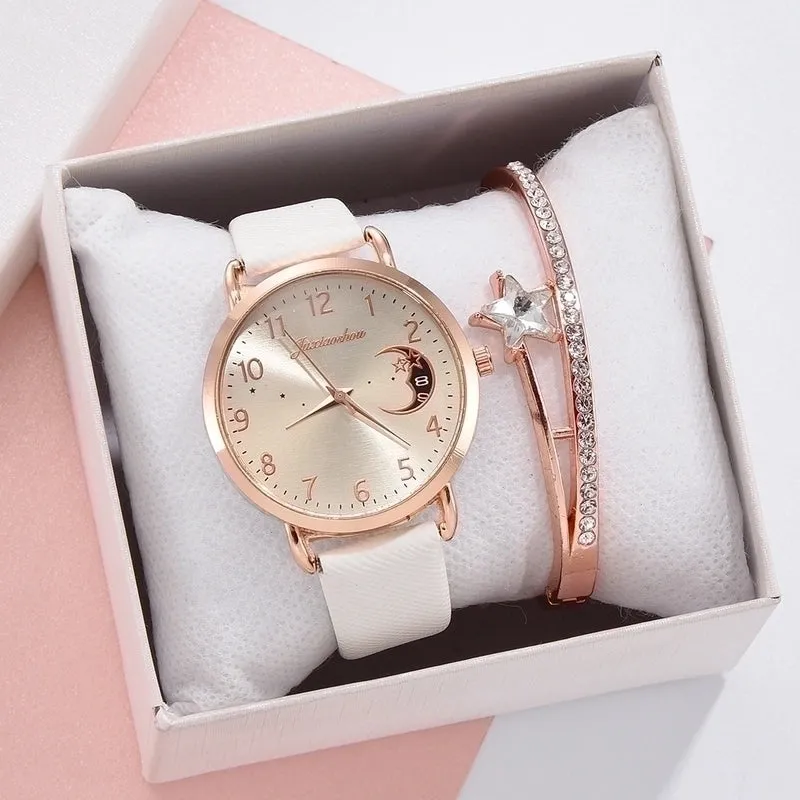 Casual Elegant Star Moon Buckle Quartz Women's Watches