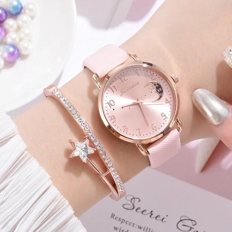 Casual Elegant Star Moon Buckle Quartz Women's Watches