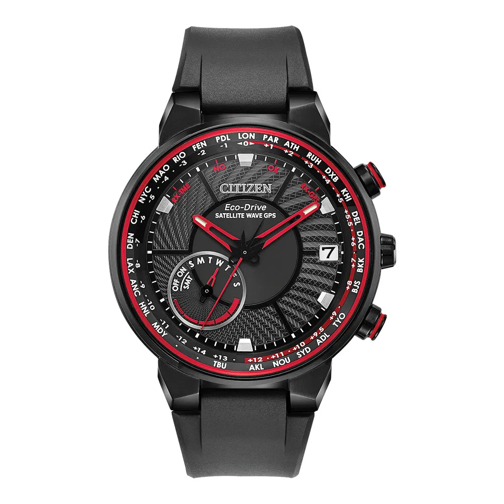 Citizen Eco-Drive GPS Mens Blue Black Satellite Band Black Ana-Digi Dial Watch - CC3039-08E