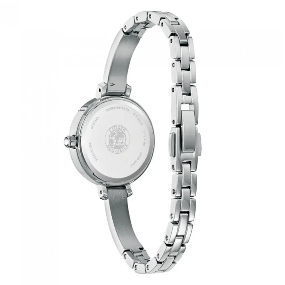Citizen Eco-Drive Silver Mother of Pearl Dial Silhouette Crystal Stainless Steel Watch - EM0860-51D
