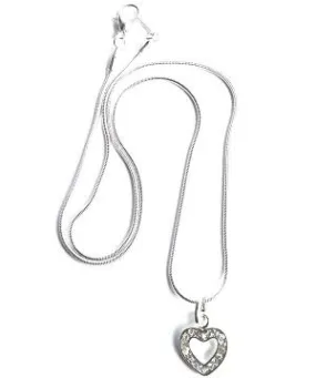 'Diamante Heart' Silver Plated Necklace