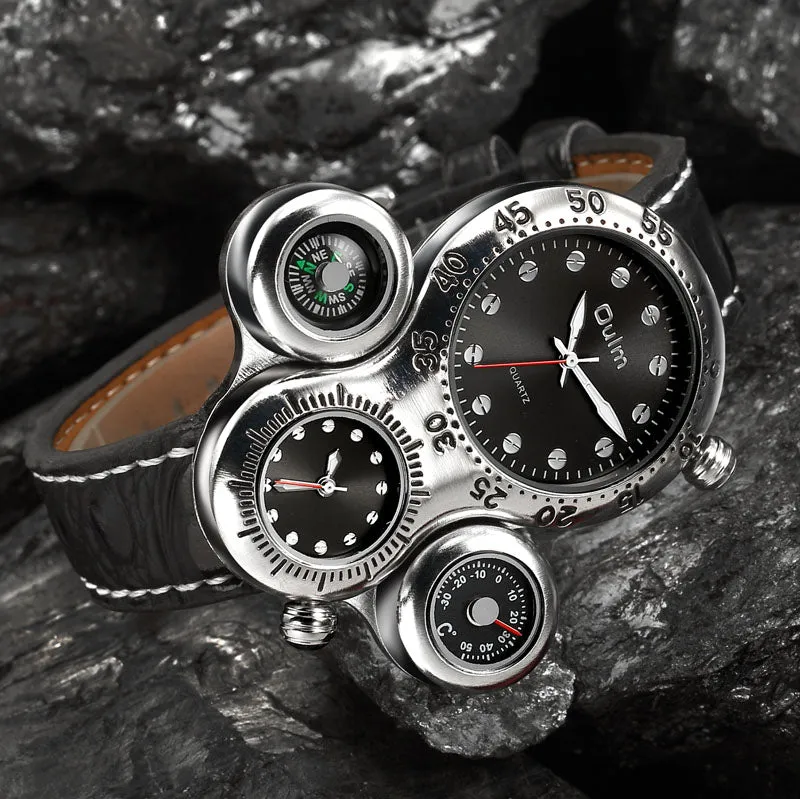 Dual time zone, multi-function compass watch W22HP81149