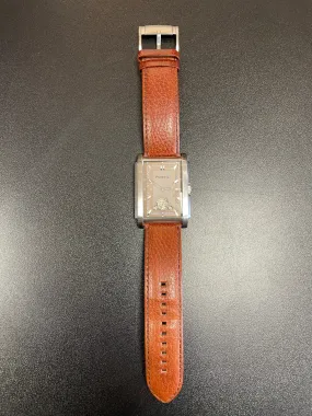 Fossil Steel Watch with Tan Leather Strap