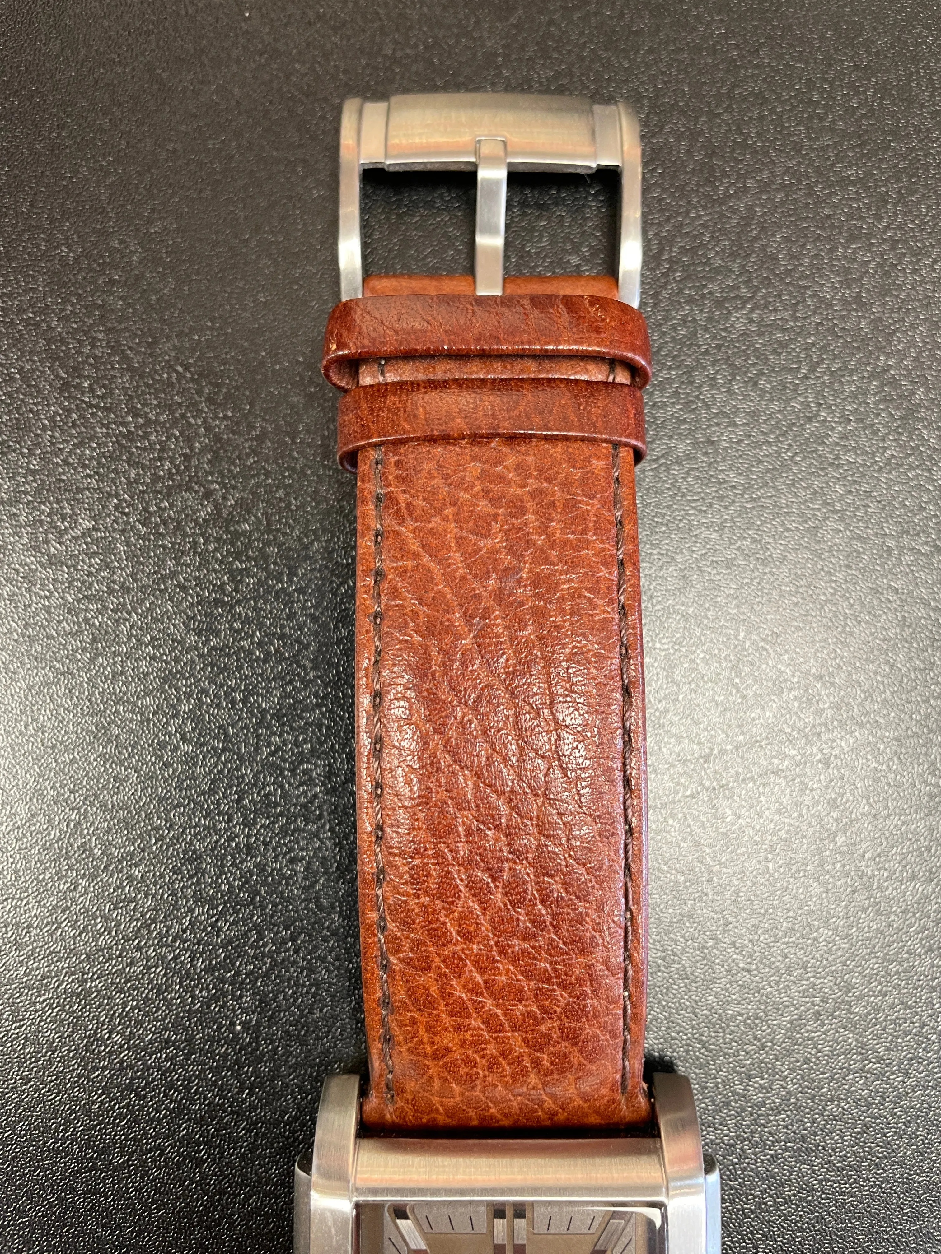 Fossil Steel Watch with Tan Leather Strap