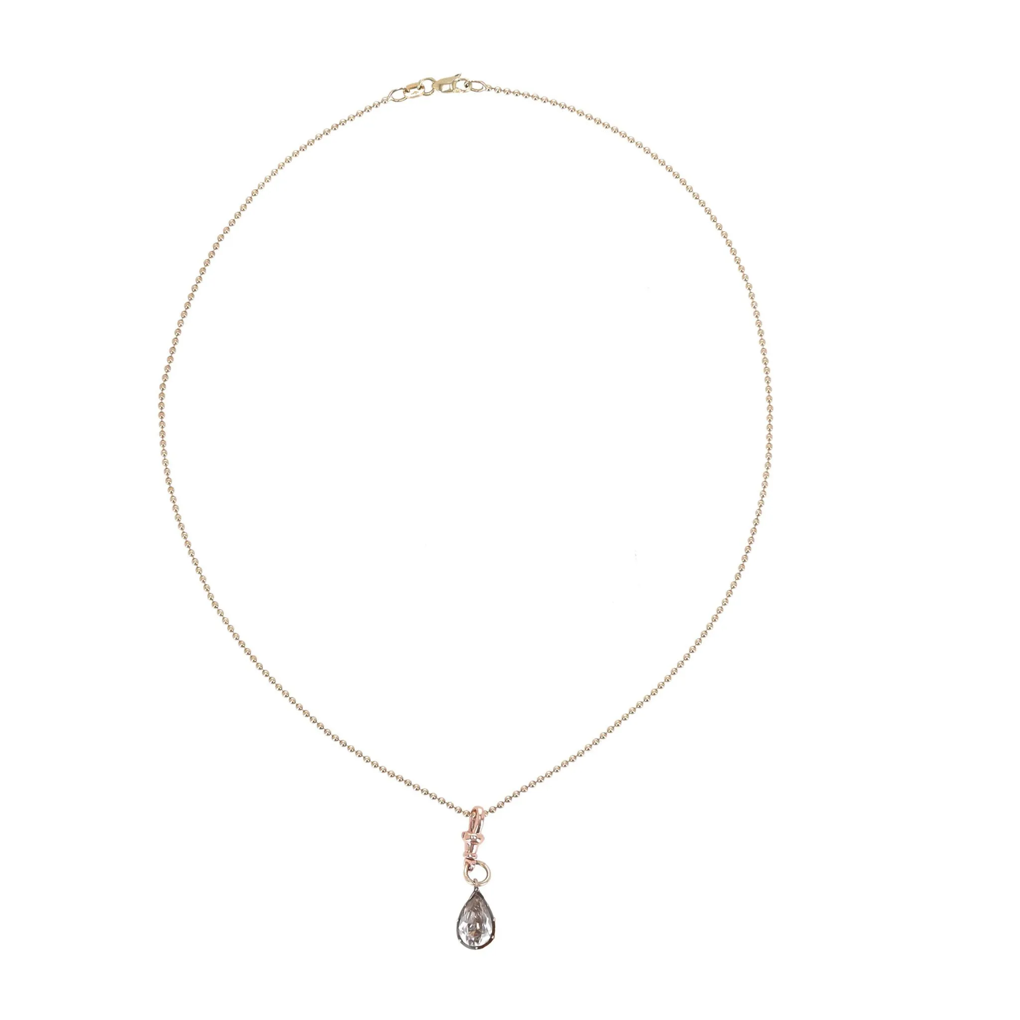 Georgian 14ct Gold Ball Necklace With Pear Shaped Pendant
