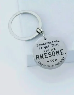 Gift - Keyring - you are awesome (with silver heart charm)