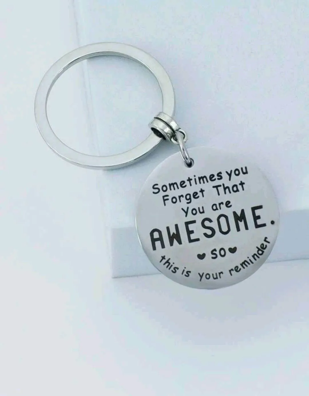 Gift - Keyring - you are awesome (with silver heart charm)