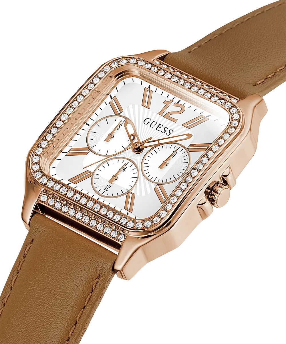 Guess GW0309l3 ROSE GOLD TONE CASE GENUINE LEATHER Women WATCH
