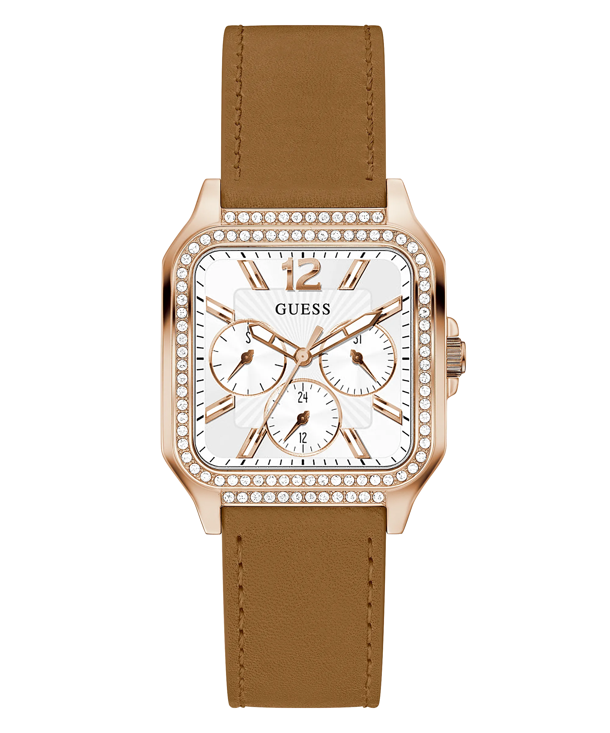 Guess GW0309l3 ROSE GOLD TONE CASE GENUINE LEATHER Women WATCH