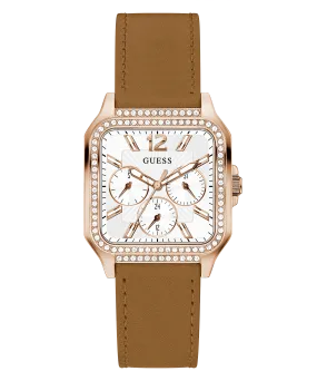 Guess GW0309l3 ROSE GOLD TONE CASE GENUINE LEATHER Women WATCH