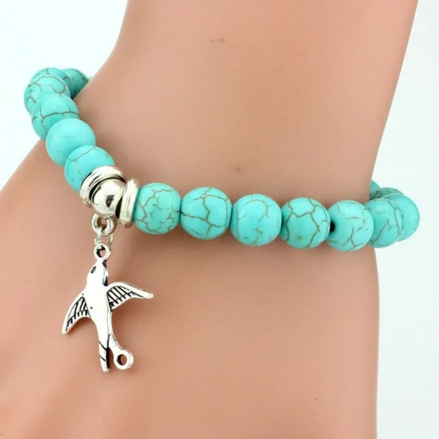 Lemon Value Vintage Charms Rhinestone Bead Owl Elephant Pendant Bracelet Fashion Hand Cross Bracelet Women Jewelry Pulseras F007
