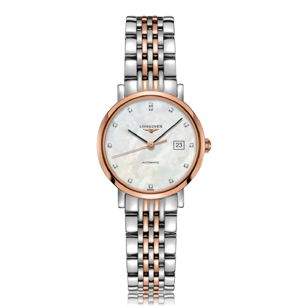 LONGINES Elegant Automatic Steel & Rose Gold Ladies Watch L43105877
