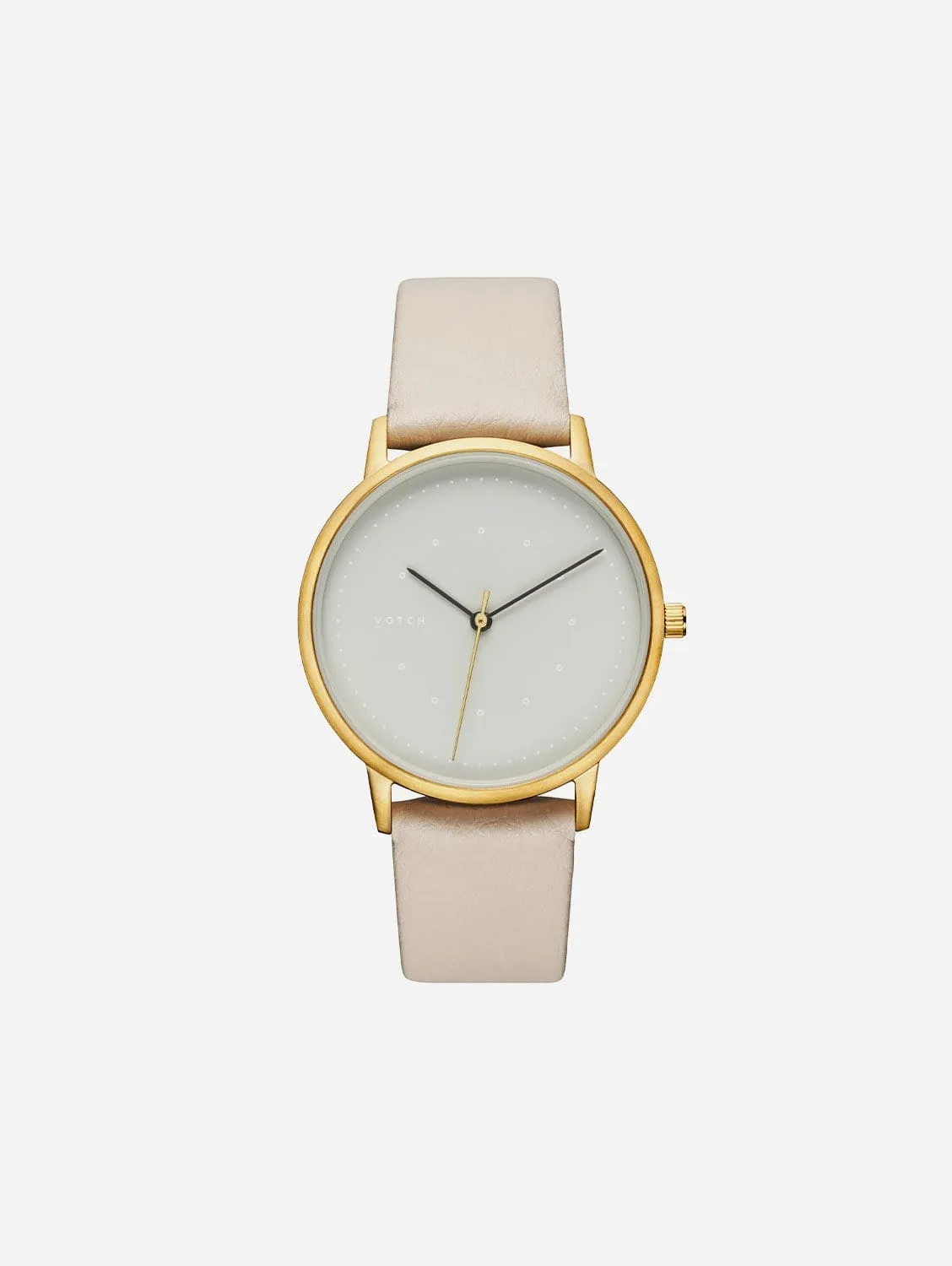 Lyka Watch with Gold & Grey Dial | Pebble Grey Vegan Leather Strap