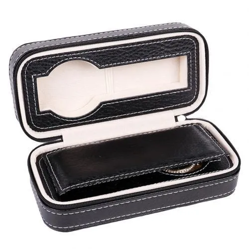 Maxime Portable Leather Zipper Travel Watch Storage Case 2/4/8 Grids