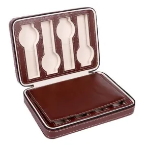 Maxime Portable Leather Zipper Travel Watch Storage Case 2/4/8 Grids