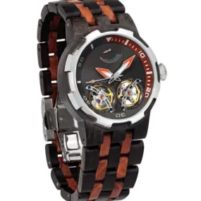 Men's Dual Wheel Automatic Ebony & Rosewood Watch - 2019 Most Popular