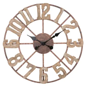 Metal & Wooden Arabic Numbers Wall Clock