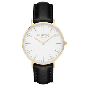 Mykonos CACTUS Leather Watch Gold, White & Black