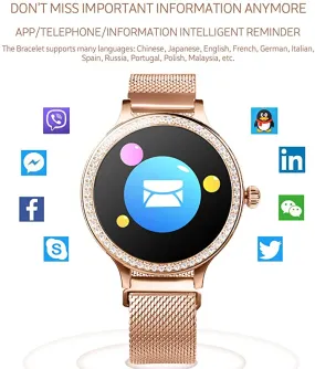 New in box! Women's Gold Smart Watch, Fitness & Activity Tracker, Heart Rate Monitor Blood Pressure, Sleep Monitor, Calorie Counter,Remote Camera Control, Music Control, IP67 Waterproof Smartwatch Compatible with iOS Android
