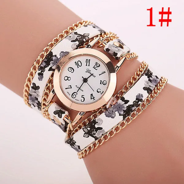New Style Women Geneva Watch Leather Luxury Bracelet Wristwatch Dress Watches Women Quartz Watches Fashion Casual Watch