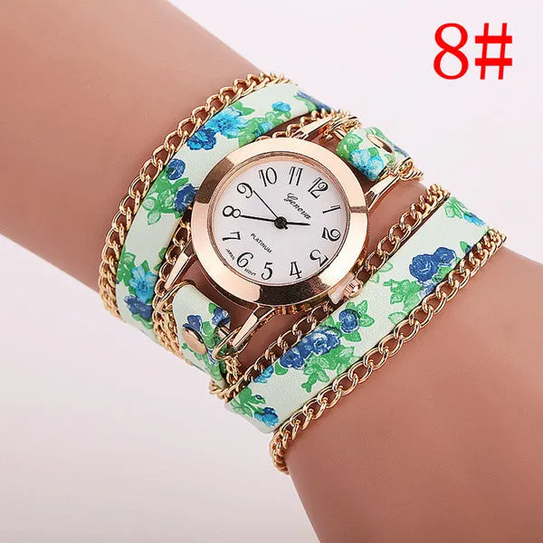 New Style Women Geneva Watch Leather Luxury Bracelet Wristwatch Dress Watches Women Quartz Watches Fashion Casual Watch