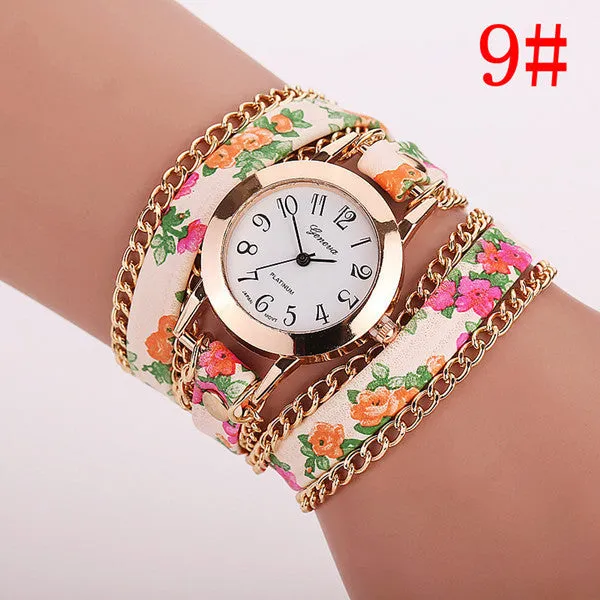 New Style Women Geneva Watch Leather Luxury Bracelet Wristwatch Dress Watches Women Quartz Watches Fashion Casual Watch