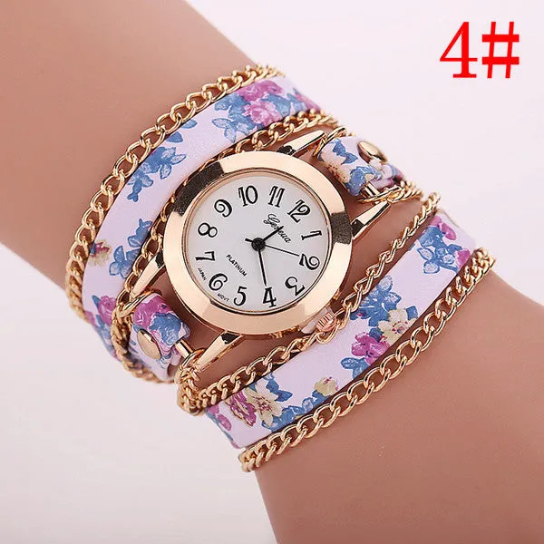 New Style Women Geneva Watch Leather Luxury Bracelet Wristwatch Dress Watches Women Quartz Watches Fashion Casual Watch