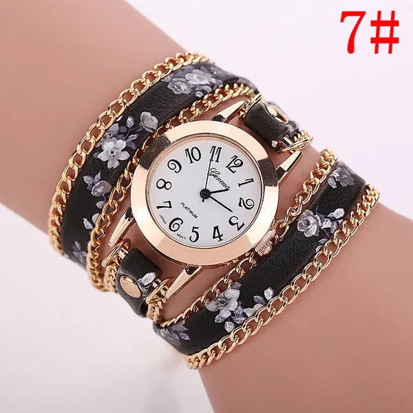 New Style Women Geneva Watch Leather Luxury Bracelet Wristwatch Dress Watches Women Quartz Watches Fashion Casual Watch
