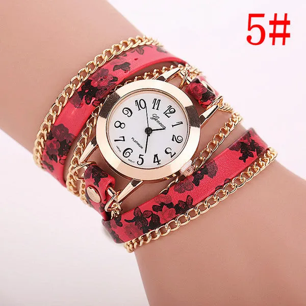 New Style Women Geneva Watch Leather Luxury Bracelet Wristwatch Dress Watches Women Quartz Watches Fashion Casual Watch